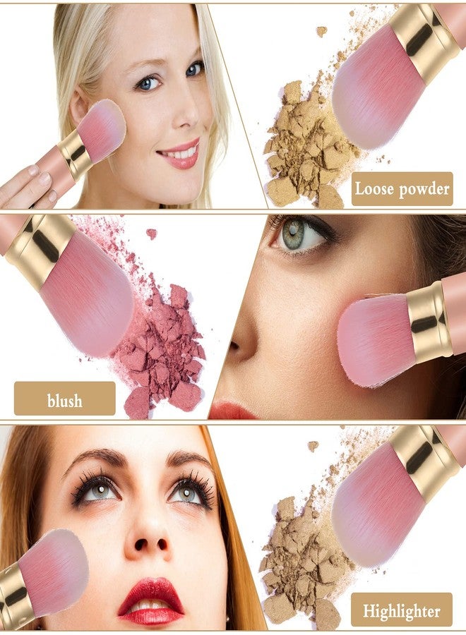 Falliny Retractable Kabuki Makeup Brush, Travel Face Blush Brush, Portable Powder Foundation Sunscreen Brush with Cover for Blush, Bronzer, Buffing, Flawless Powder Cosmetics - Image 4